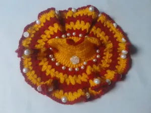 Adorable Marigold & Red Combi Color Kanhaa Dress ( 1 - 2 No. Laddu Gopal Ji )