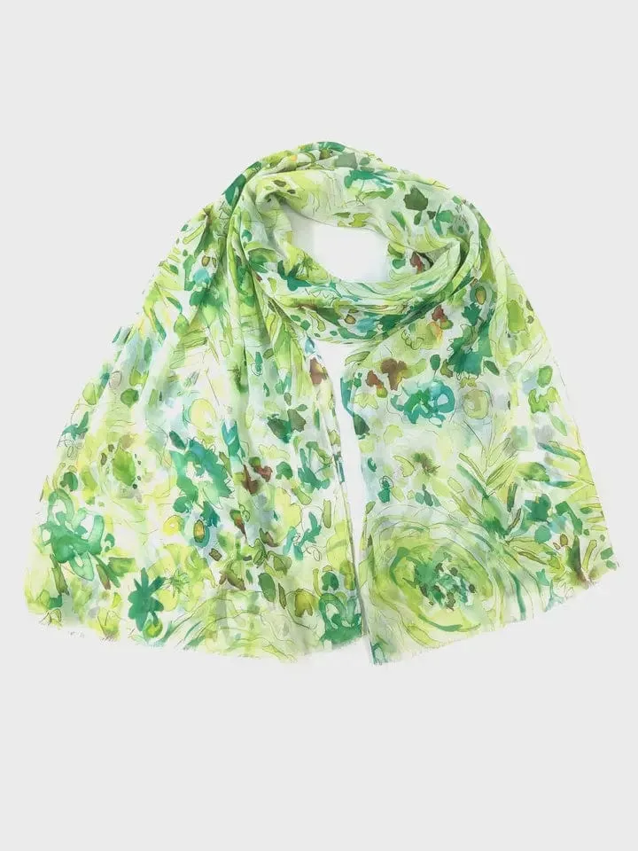 Antheia Flurry of Roses Green Scarf