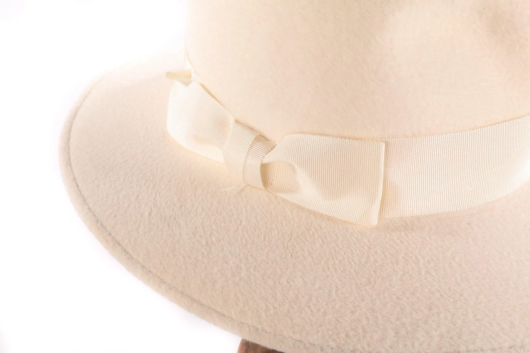 Bermona Cream Felt Fedora Vintage 56cm