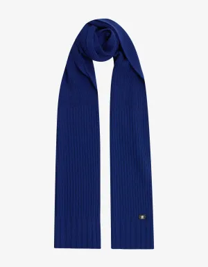 Blue Ribbed Wool Scarf