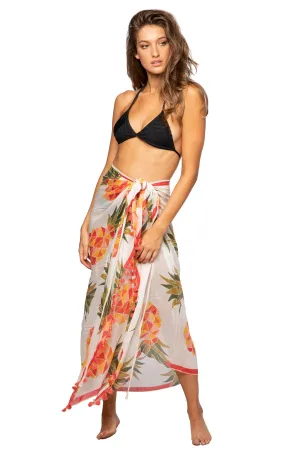 Braided Multi Wear Coverup Sarong in Playful Pineapple Print