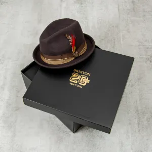 Brixton Gain 20th Anniversary Fedora - Chocolate / Gold