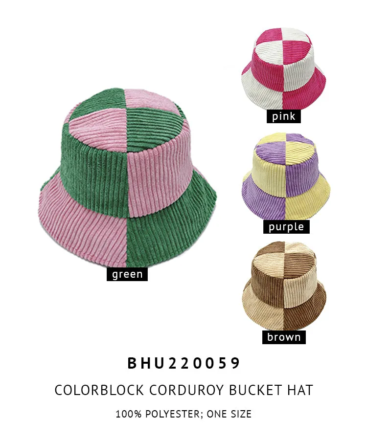 Colorblock Corduroy Bucket Hat