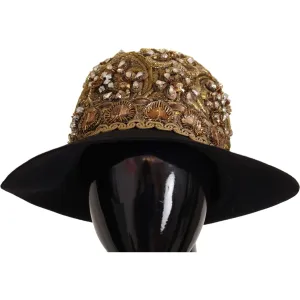 Dolce & Gabbana Elegant Black Gold Studded Fedora