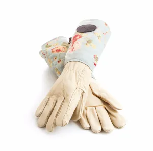 Floral English Leather & Linen Gardening Gloves