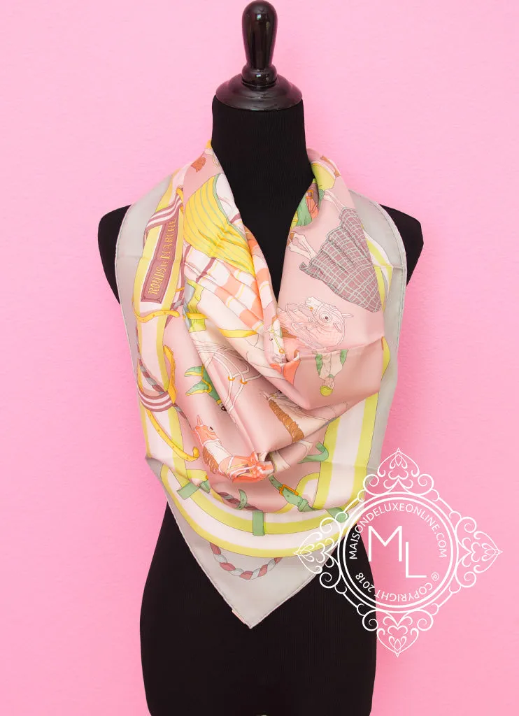 Hermes Pink Green Twill Silk 90 cm Ronds de Marche Scarf