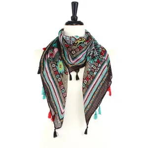 JZ-18-G Zebra Print Square Tassel Scarf