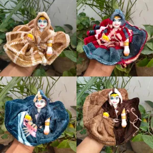 Laddu gopal winter dress with cap pack of 4 (RANDOM PRINT AND COLOUR)