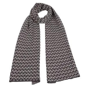 Ladies Zig Zag Wool Scarf - Slate Grey