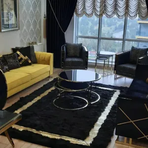 Luxury Handmade Black And Gold Natural Sheepskin 10x12 Living Room Rug