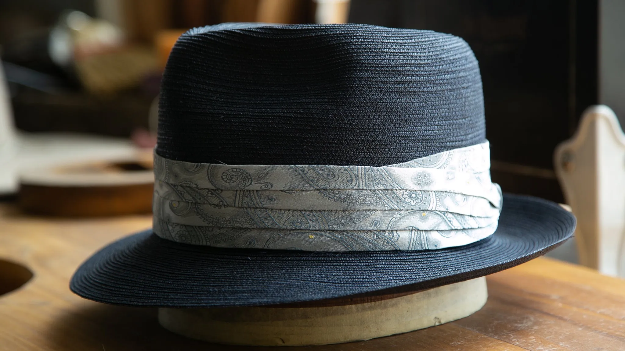 Navy Straw Fedora (Baron Original)