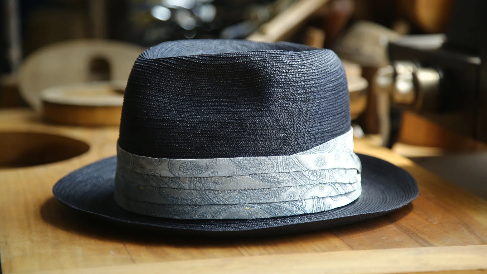 Navy Straw Fedora (Baron Original)