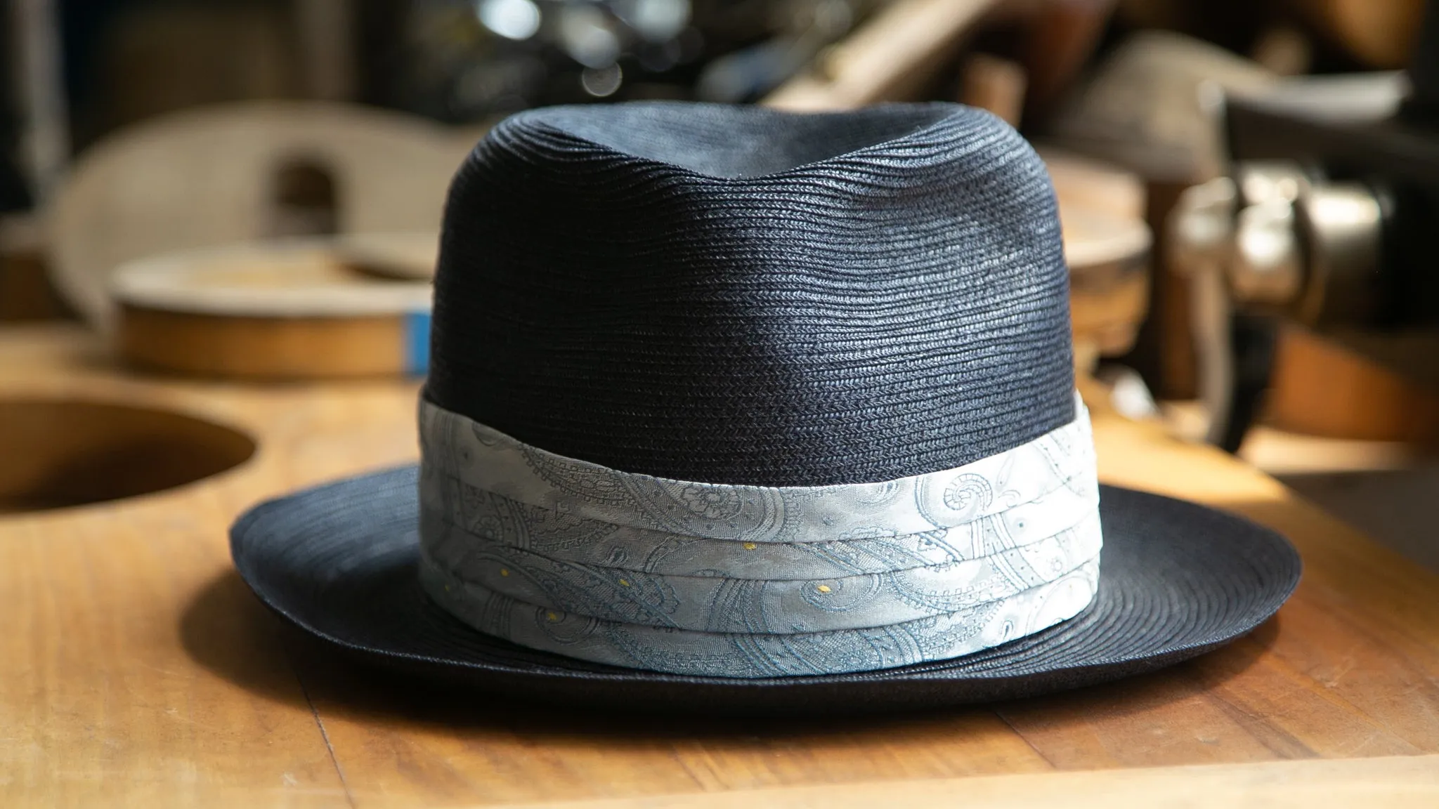 Navy Straw Fedora (Baron Original)