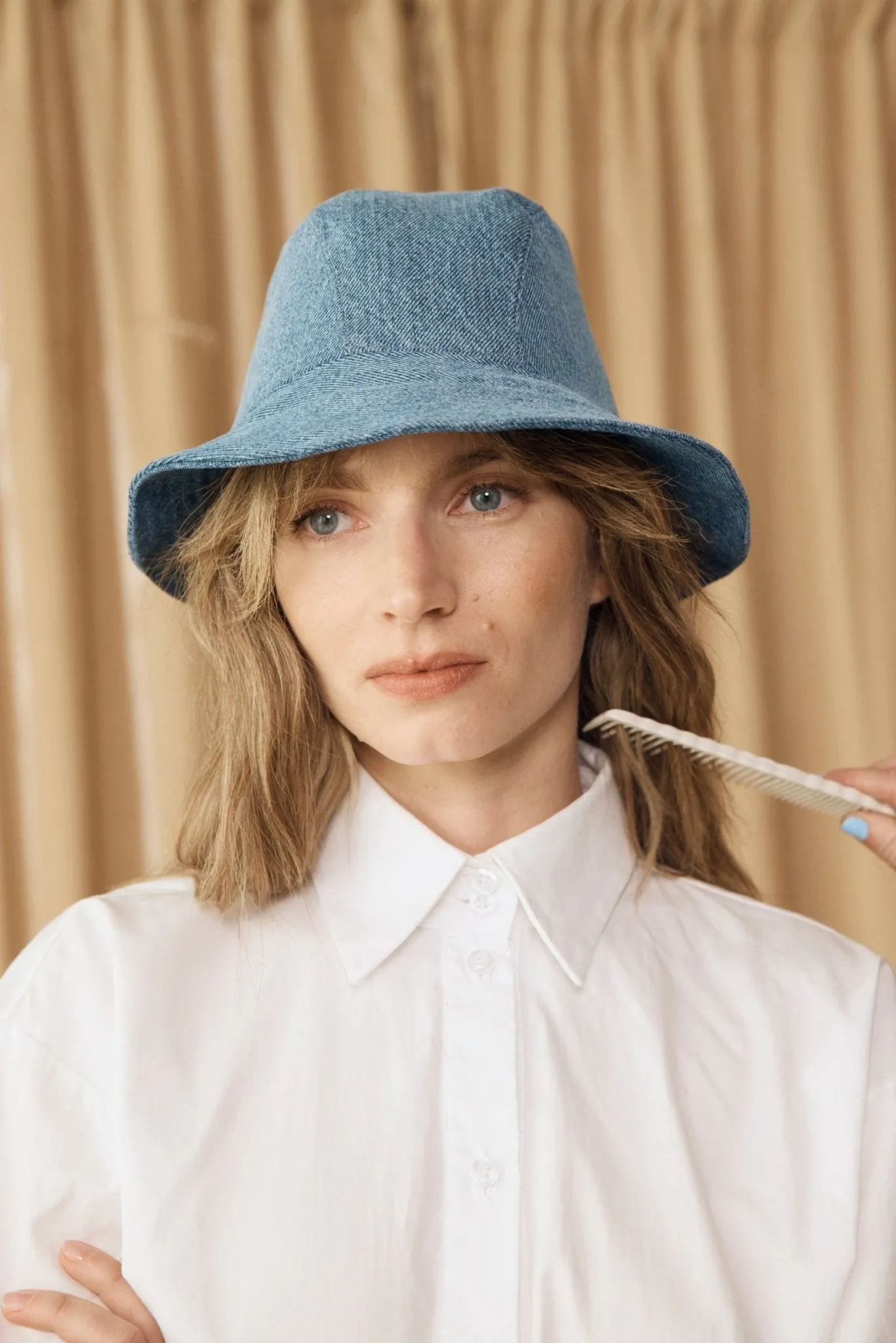 Reversible Denim Bucket Hat Mid Light Blue