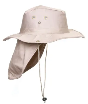 Top Headwear Safari Explorer Bucket Hat With Flap Neck Cover - Beige