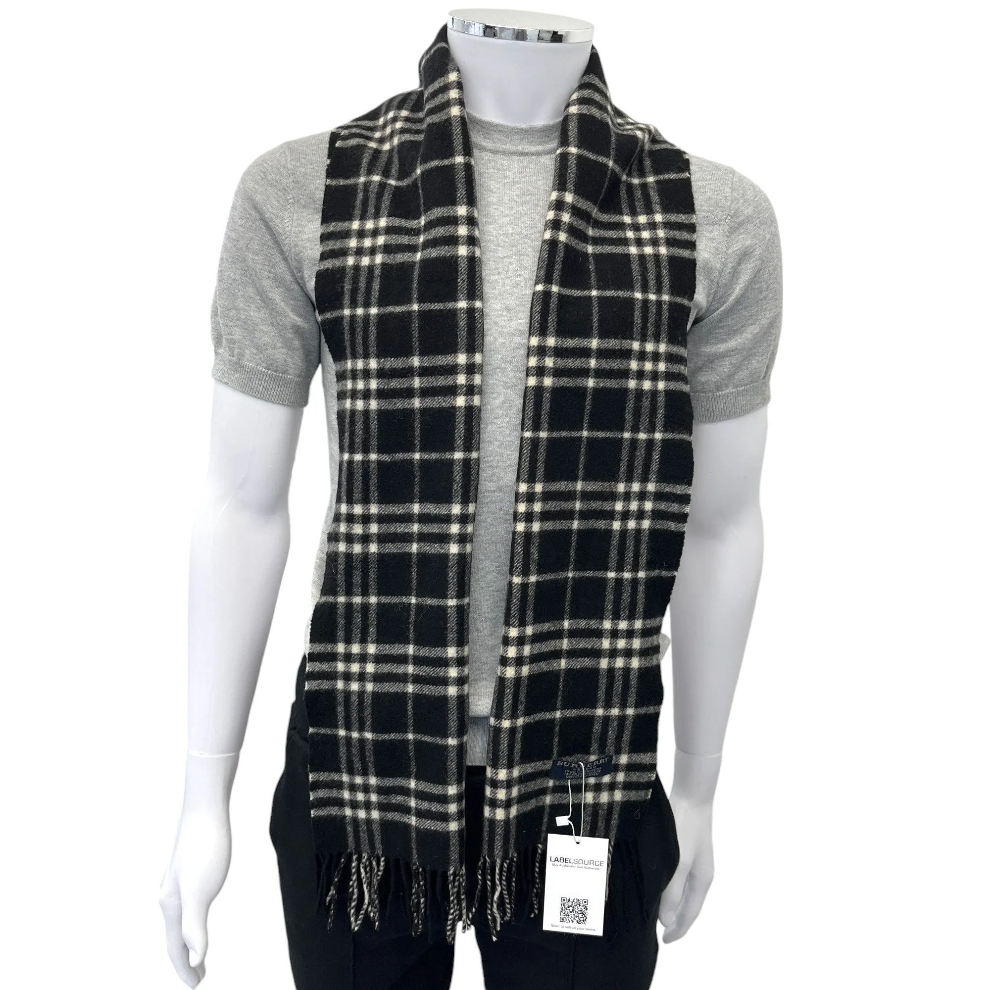 Women's Checkered Scarf Black