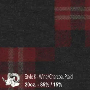 Wool Swatch - K - Wine & Charcoal Plaid